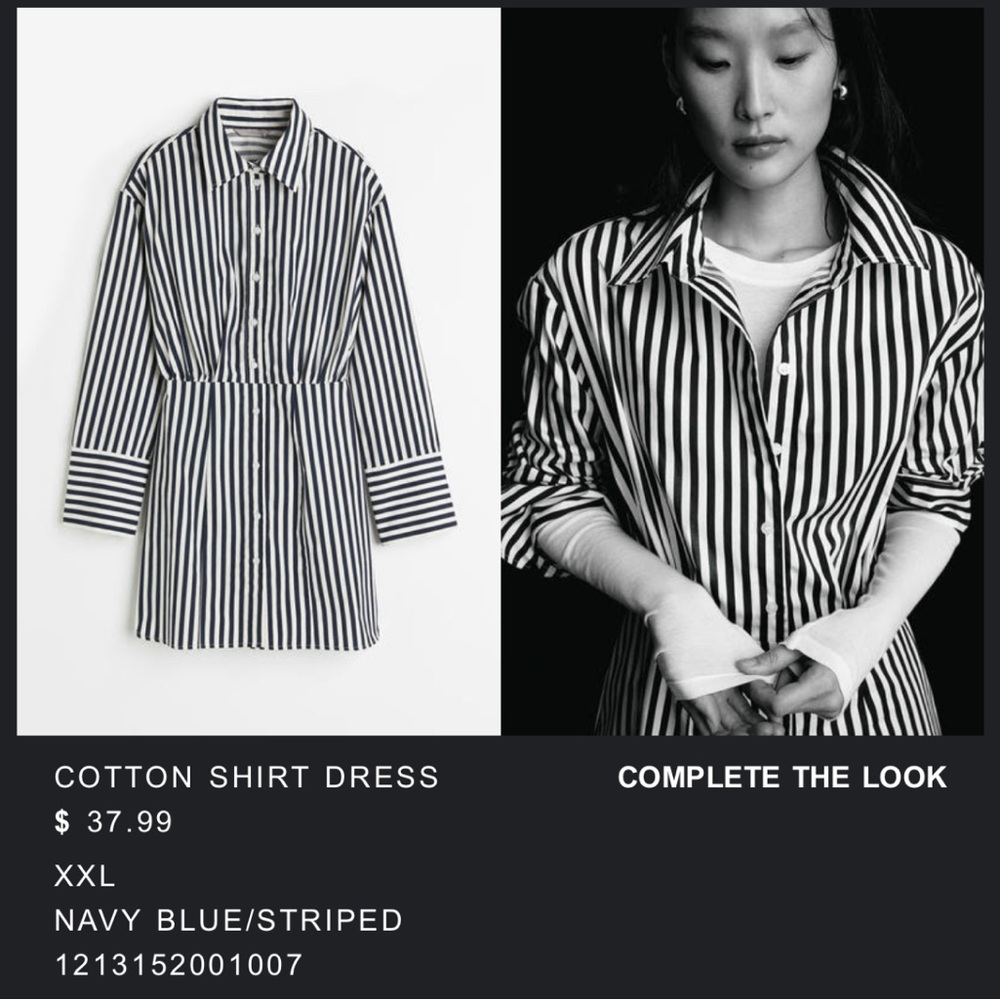 H&M striped shirt dress